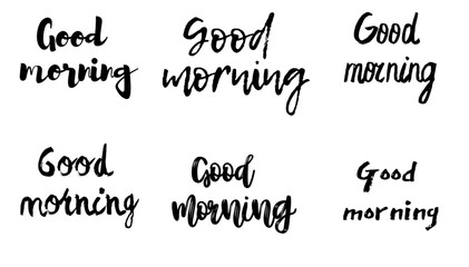 Hand drawn lettering. Ink illustration. Modern brush calligraphy. Isolated on white background.Good morning text.