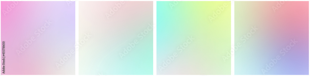 Poster set of square soft gradient multicolored backgrounds.