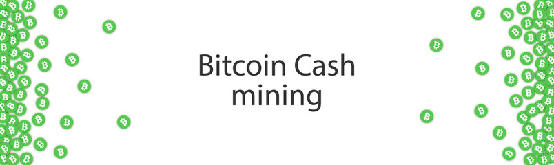 Green Bitcoin cash mining falling confetti.