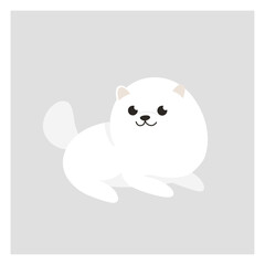 Pomeranian puppy. Cute dog character. Vector illustration in cartoon style for poster, postcard.