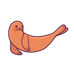 Cartoon seal, cute character for children. Vector illustration in cartoon style for abc book, poster, postcard. Animal alphabet - letter S.