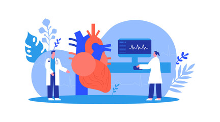 Doctor people team heart cardiology study concept