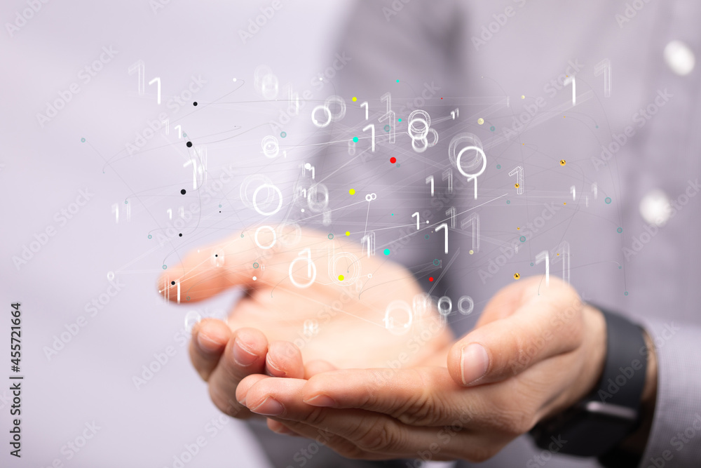 Poster technology background. big data concept. binary