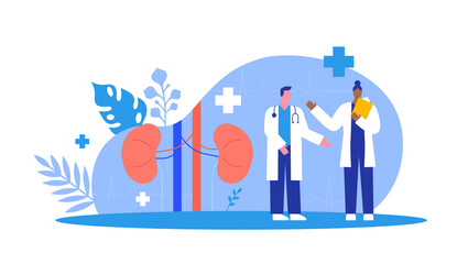 Doctor people team human kidney study concept