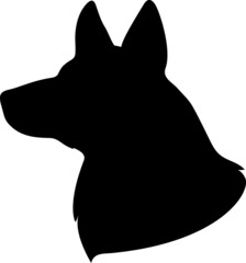 Obraz premium Silhouette of a black head of a shepherd dog.