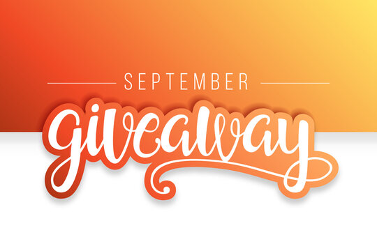 Giveaway September Banner Card with Lettering. Autumn and Fall Contest. Colorful design.