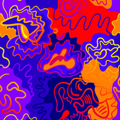 Colorful abstract seamless pattern with gradient lines, wave shapes