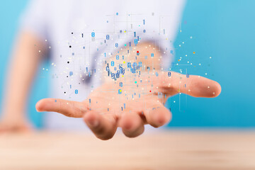 Big data and artificial intelligence concept. Machine learning and cyber mind domination