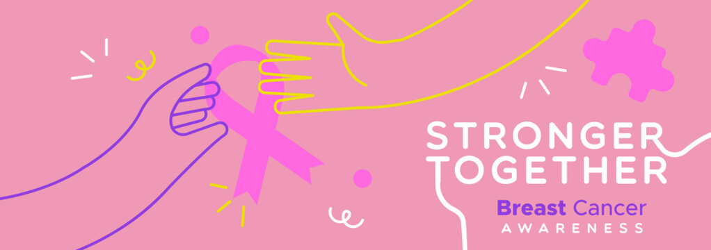 Breast Cancer awareness banner woman hands