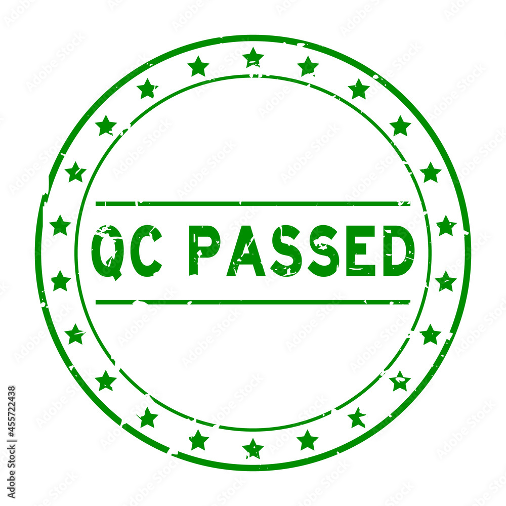 Canvas Prints Grunge green QC (quality control) passed word with star icon round rubber seal stamp on white background