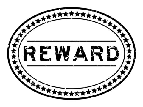 Grunge black reward word oval rubber seal stamp on white background