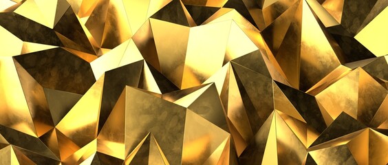 Abstract gold polygon background on texture