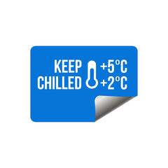 Keep chilled. Food and drinks package label, storage instruction vector design