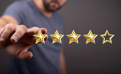 five star rating. Service rating, satisfaction concept