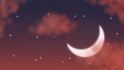 Obraz na płótnie Canvas moon in the night sky, sunset, evening sky, stars