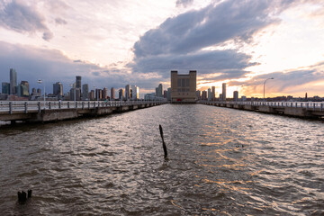 Fototapeta premium Pier 34 at Hudson River Park in New York City during a Sunset