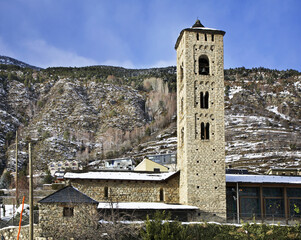 Church of Santa Eulalia in Encamp. Andorra - obrazy, fototapety, plakaty