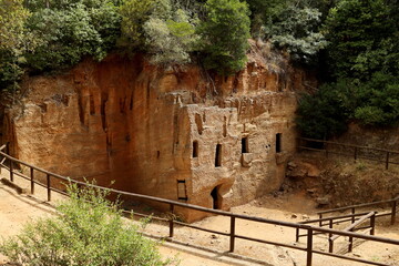 Etruscan Necropolis of the Caves - Populonia. Underground chamber tombs carved into the sandstone....