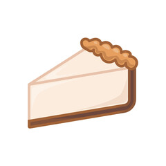 Slice of cake flat icon. Cupcake pictogram for web. Line stroke. Isolated on white background. Outline vector eps10