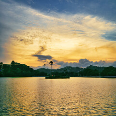 sunset over the river