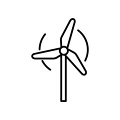 Wind turbine flat icon. Pictogram for web. Line stroke. Isolated on white background. Vector eps10 © Ruslan