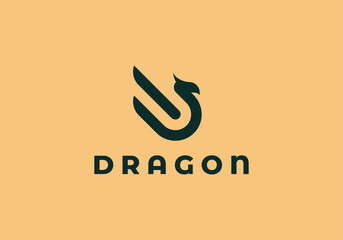 simple dragon line modern logo design 
