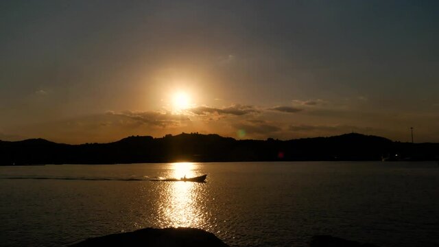 Seafront of San Benedetto del Tronto port at sunset - Italy