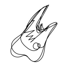 The dug grave in one line on a white background. A pit, a shovel, a pile of earth. Mystical night under the moon. Stock vector illustration.