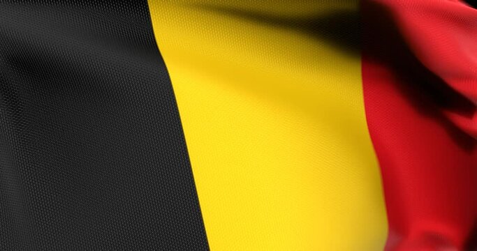 Flag of Belgium Waving 3D Animation Close up, 4K UHD 60 FPS 
