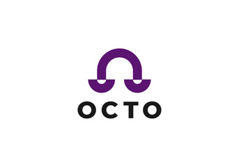 Octopus baby logo. octopus logo. Vector line art outline icon template
