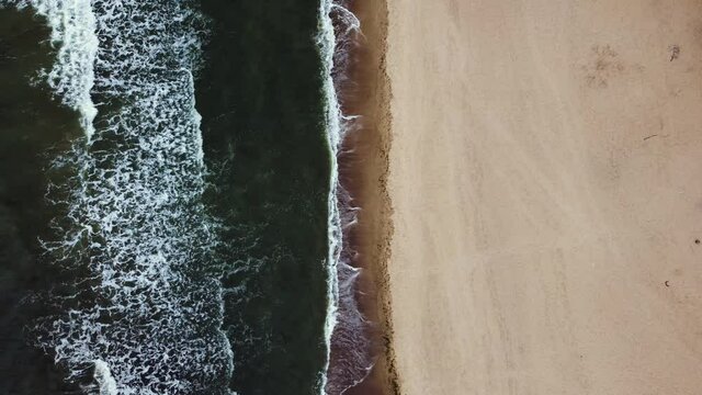 Drone view to the sea waves. Cloudy, Black Sea. vertical orientation for mobile phone