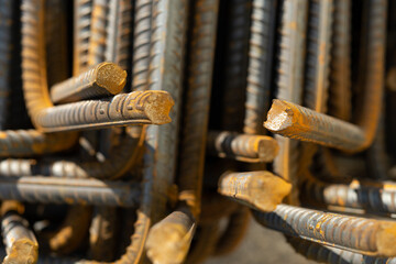 rusty steel rods close up