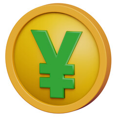 Yen 3D coin. Money currency 3D coin illustration
