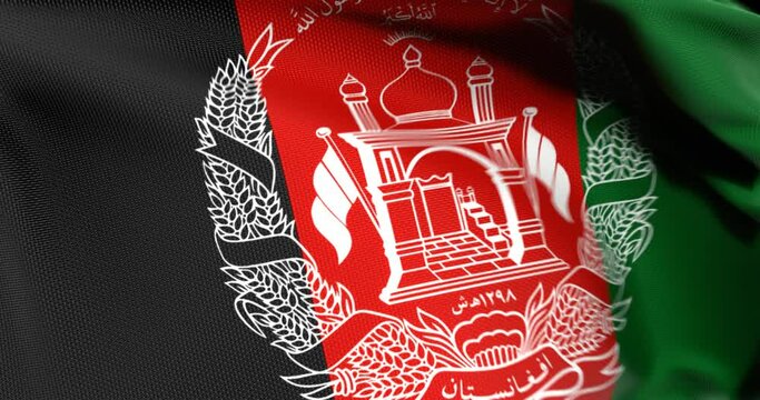 Flag of Afghanistan Waving 3D Animation Close up, 4K UHD 60 FPS 