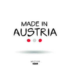 Made in (Austria) Sign, Austria logo design, vector illustration.