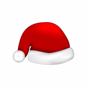 Santa Claus hat. Detail of a New Year's costume. Christmas outfit. Vector illustration