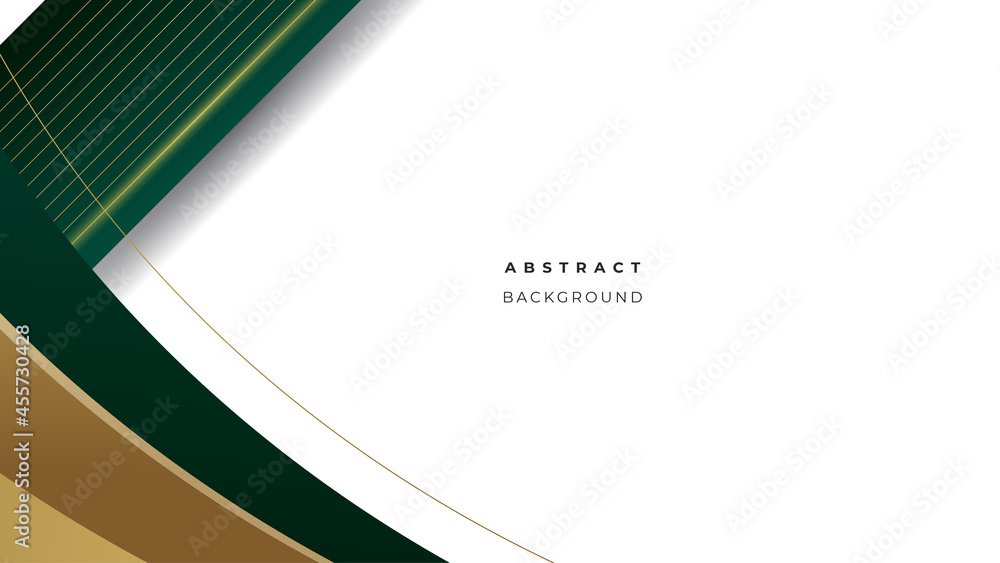Poster Elegant dark green background with golden shapes shiny overlap layer