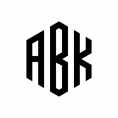 Initial three letter ABK logo hexagon