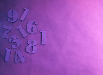 one, three, four, nine, seven. numbers on a purple background
