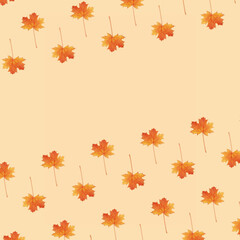 Pattern autumn maple leaf orange-red on orange background