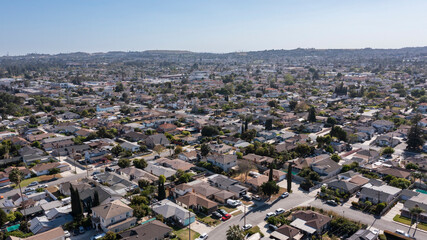 Daytime aerial city view of Rosemead, California, USA. - obrazy, fototapety, plakaty