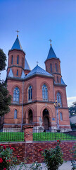 Fototapeta na wymiar View of the Catholic Christian Church in Chernivtsi. Ukraine. Europe