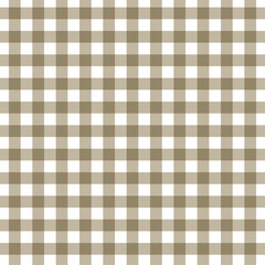 Abstract geometric picnic tablecloth seamless pattern. Buffalo check plaid gingham checker white and brown. Vector illustration background.