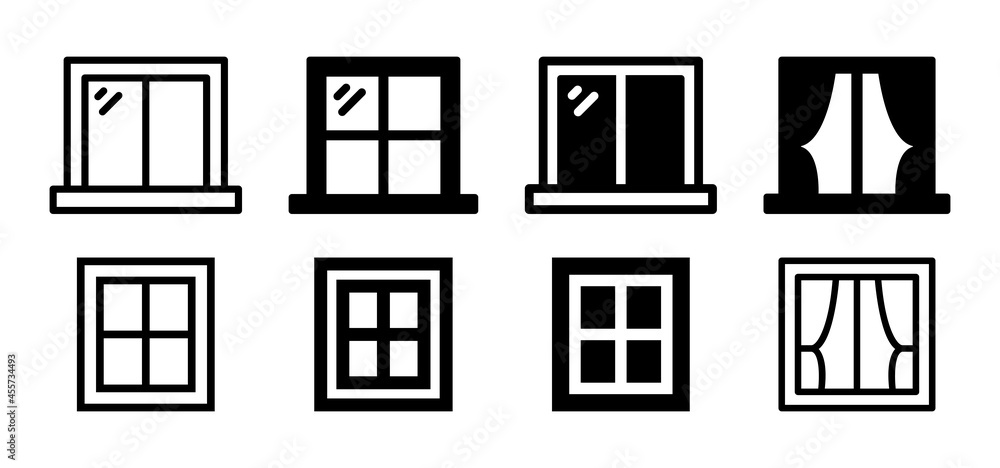 Wall mural window icon set. interior design