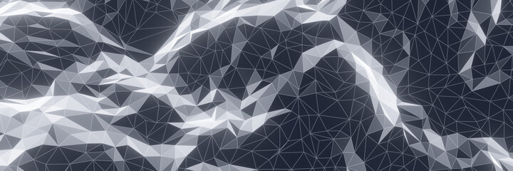 Obraz premium 3D low polygon topographic mountain. Mesh terrain.