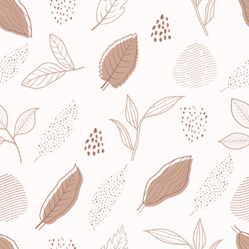 Seamless pattern of abstract botanical floral tropical flowers and leaves vector illustration © Vector.ruhul