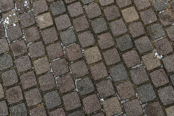 stone surface old dark brown square cobblestone background