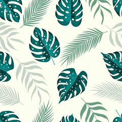 Seamless pattern of botanical floral tropical leaves vector illustration
