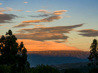 Fototapeta na wymiar Multiple exposure composite of the landscape of the central Andes of Colombia near the colonial town of Villa de Leyva, at dawn.