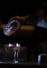 Delicious elegant orange cocktail in top bar restaurant in bogota colombia